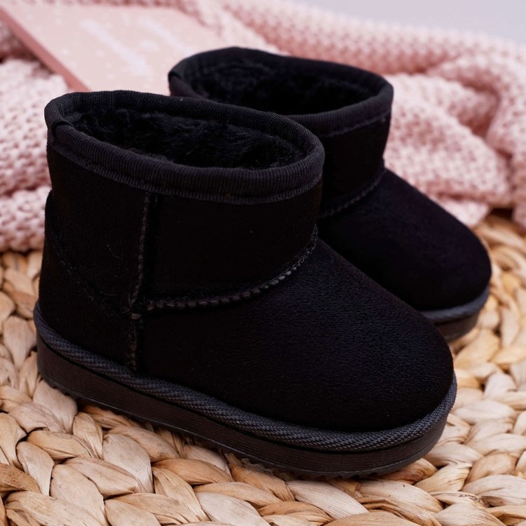 FRROCK Botas de neve juvenis negras quentes para crianças Gooby preto 2