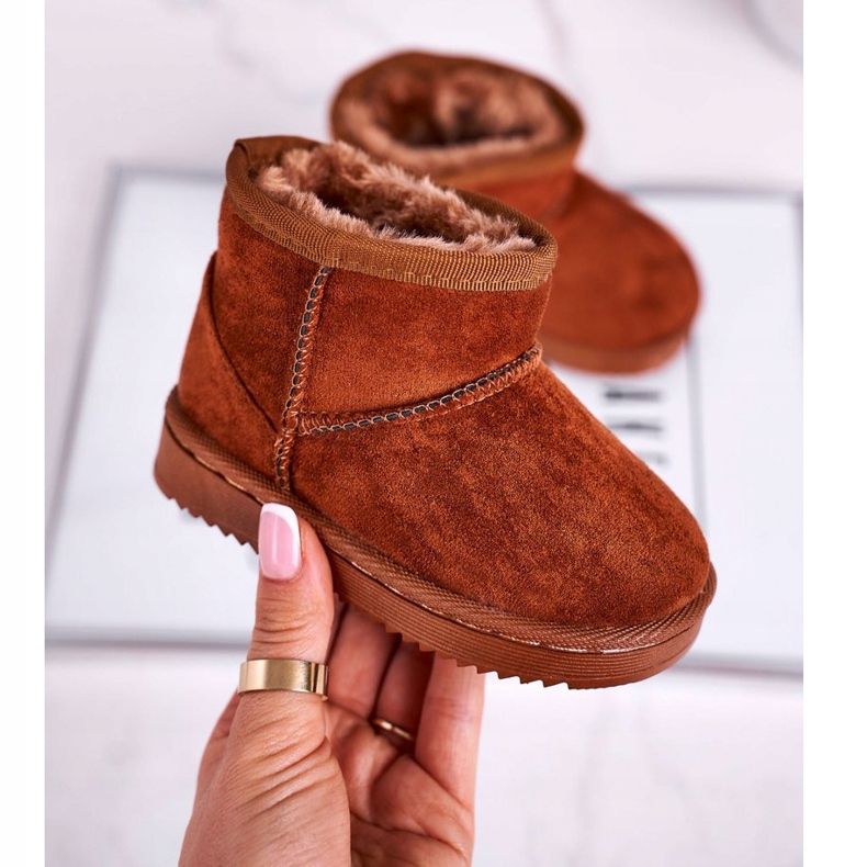 FRROCK Botas de neve juvenis quentes para crianças Khaki Gooby castanho 2