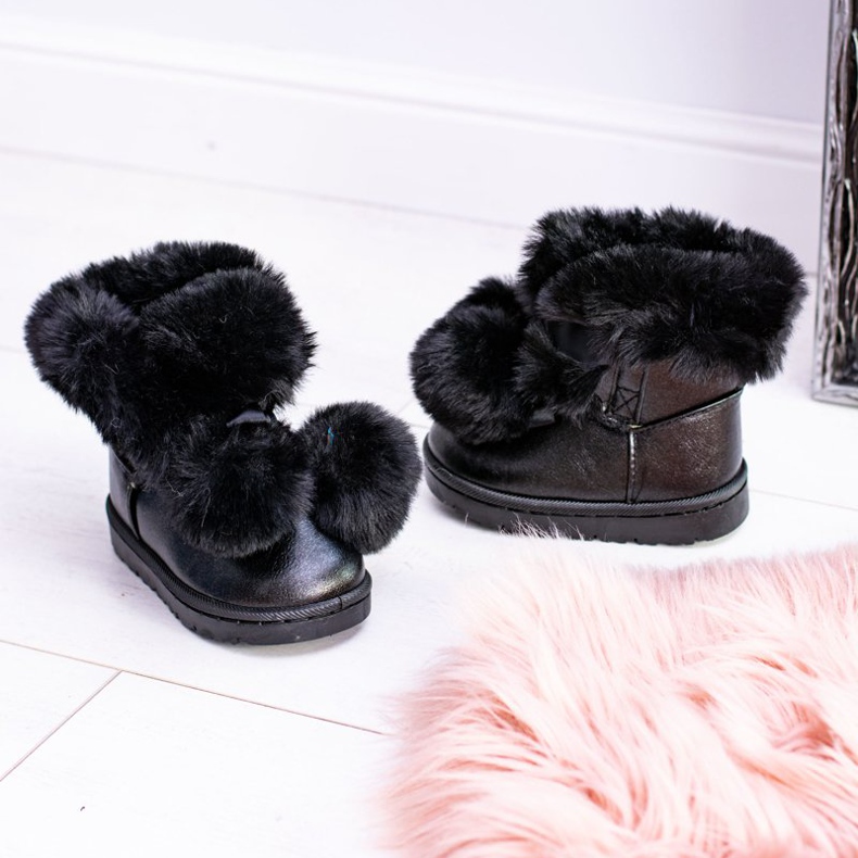 FRROCK Botas de neve juvenil para crianças com aquecimento preto e telhado 2