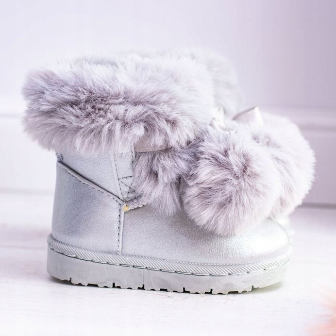 FRROCK Botas de neve juvenis para crianças Szare Warmed Roofy cinza 2