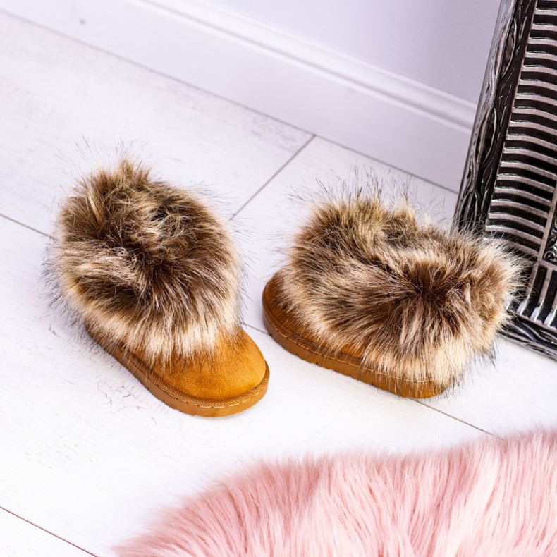 FRROCK Botas de neve para crianças com pele de camelo pequena raposa marrom 1