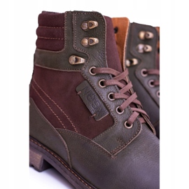 Botas quentes masculinas Neex Olive Couro Grigor castanho verde 2