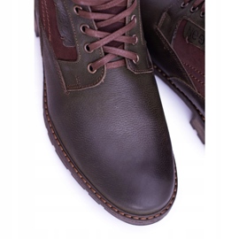 Botas quentes masculinas Neex Olive Couro Grigor castanho verde 1