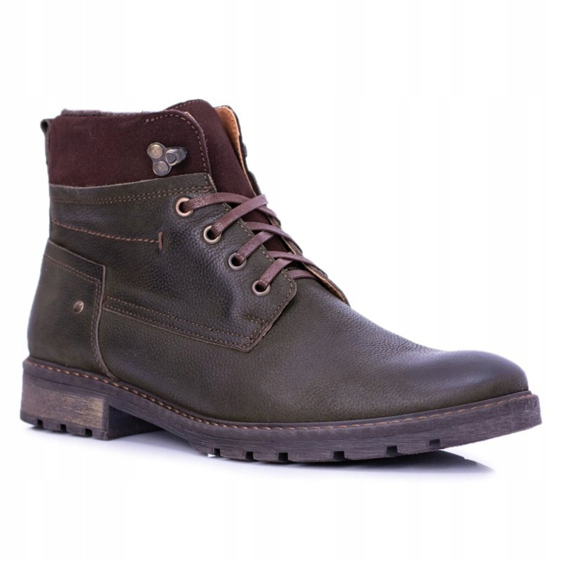 Botas quentes masculinas Neex Olive Couro Kobe verde 2