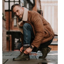 Botas quentes masculinas Neex Olive Couro Kobe verde 1