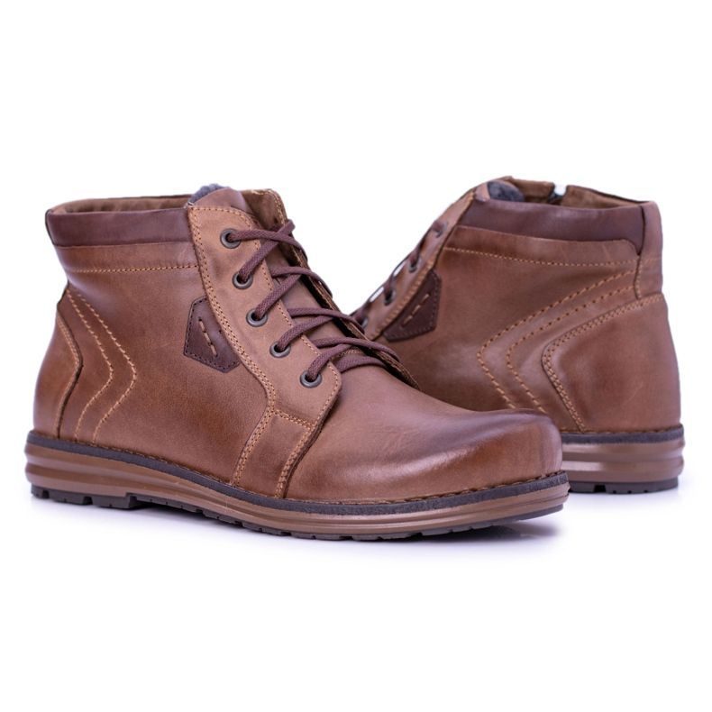 Polbut Botas quentes marrons masculinas Verno castanho 1