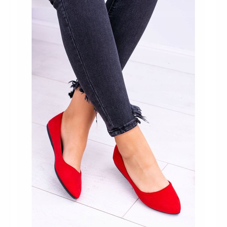 PS1 Bailarinas Vermelhas Femininas Camurça Dermeno vermelho 2