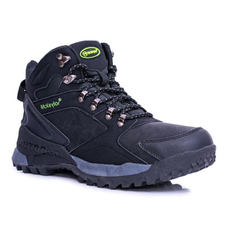 Mckeylor Sapatos de trekking masculinos pretos aquecidos com lã de padava 1