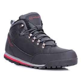 Mckeylor Sapatos de trekking masculinos negros com lã reflex preto 1
