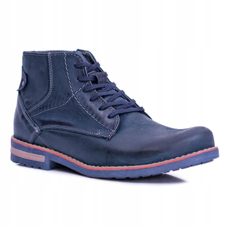 Botas de couro masculinas com zíper Komodo 731 azul marinho 1