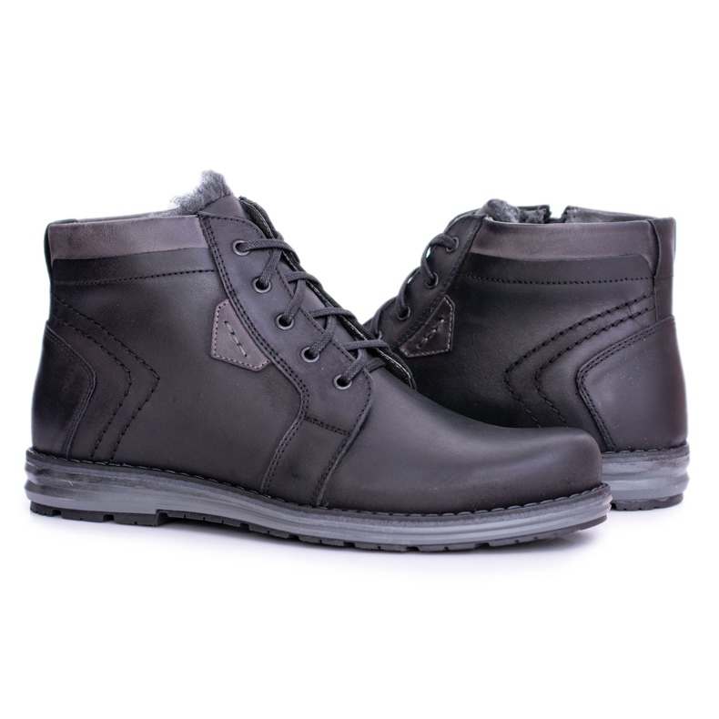 Polbut Botas quentes masculinas negras Verno preto 1