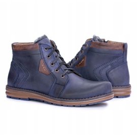 Polbut Botas masculinas de couro azul marinho e calçados quentes Verno 1