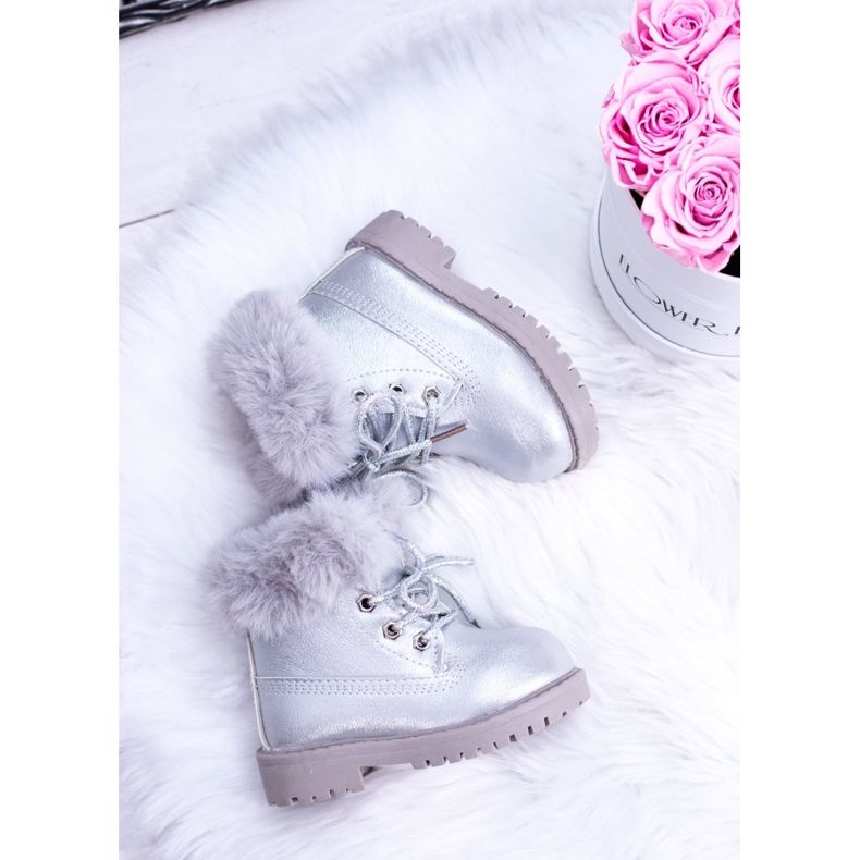 BM Trappers Fobos de Botas Infantis Prateadas Quentes prata prata 1 BM Trappers Fobos de Botas Infantis Prateadas Quentes prata prata 1