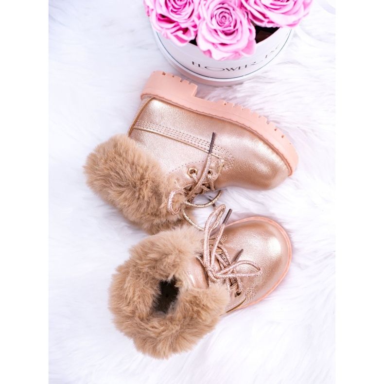 Armadilhas de botas infantis quentes fobos ouro rosa 1