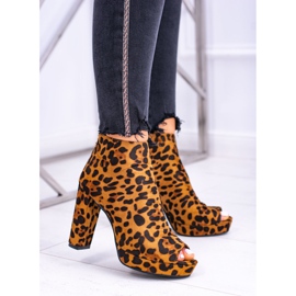 FRID Botas femininas com salto aberto Panther Temira marrom 1