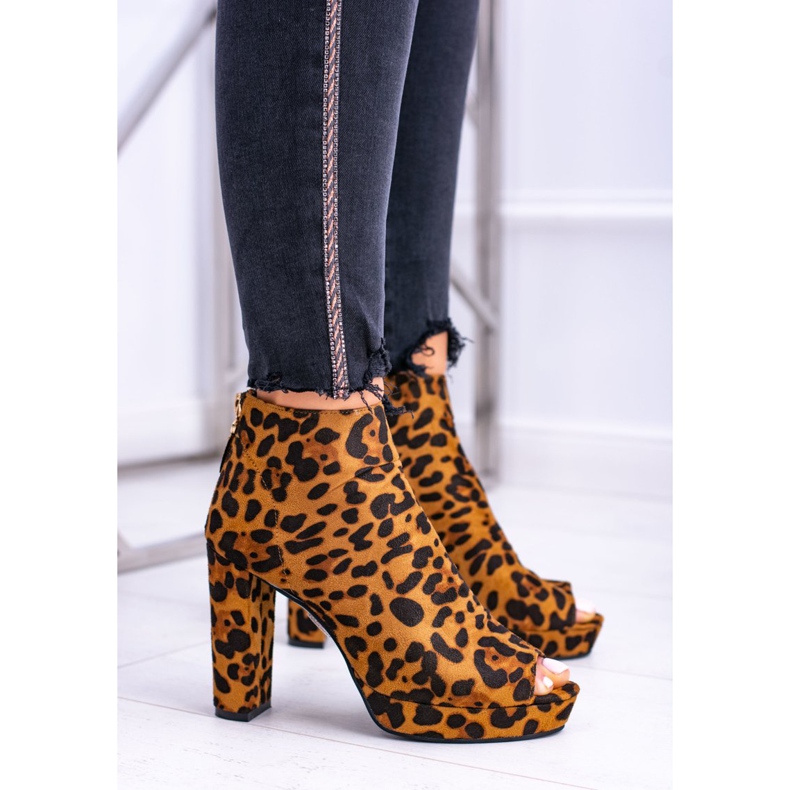 FRID Botas femininas com salto aberto Panther Temira castanho 2
