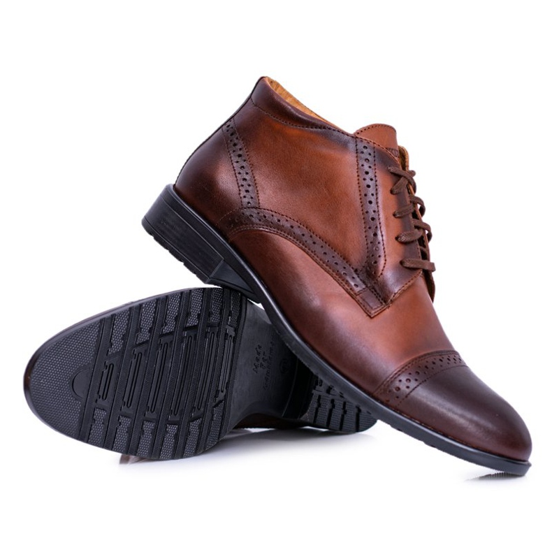 Joker Botas quentes masculinas Botas de couro polonês colunatas de conhaque marrom 2