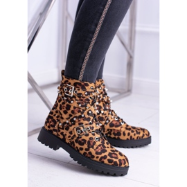 Botas altas femininas com albere padrão de leopardo marrom 1