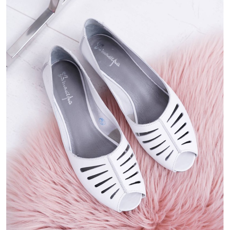 Feminino Ballerinas Maciejka Couro Open Toes 03497-59 branco 1