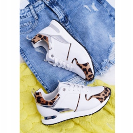 Sapatos esportivos femininos com padrão leopardo branco Fippo 1