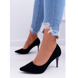 FB1 Camurça Stilettos Feminina em Creme Spitz Preto 1