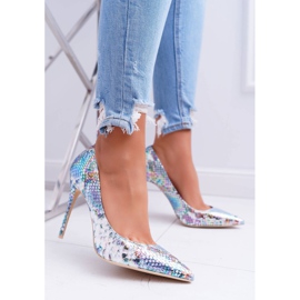 Feminino de salto alto Lu Boo Blue Snake em Spitz Iris azul multicolorido 2