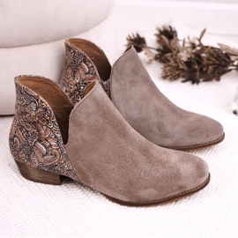 Botas rasteiras femininas Maciejka Spring Couro Bege 04091-04 1