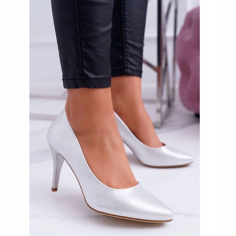 Stilettos feminino Sergio Leone 1399 Silver Greca cinza 1