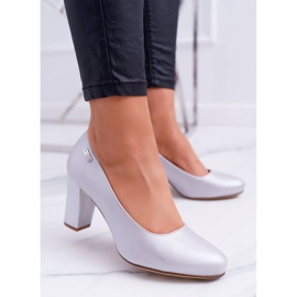 Bombas femininas Sergio Leone PB130 Silver Pearl Amber cinza 2