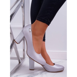 Bombas femininas Sergio Leone PB130 Silver Pearl Amber cinza 1