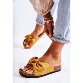 NFR Chinelos amarelos femininos no Cork Bow Wendy 1