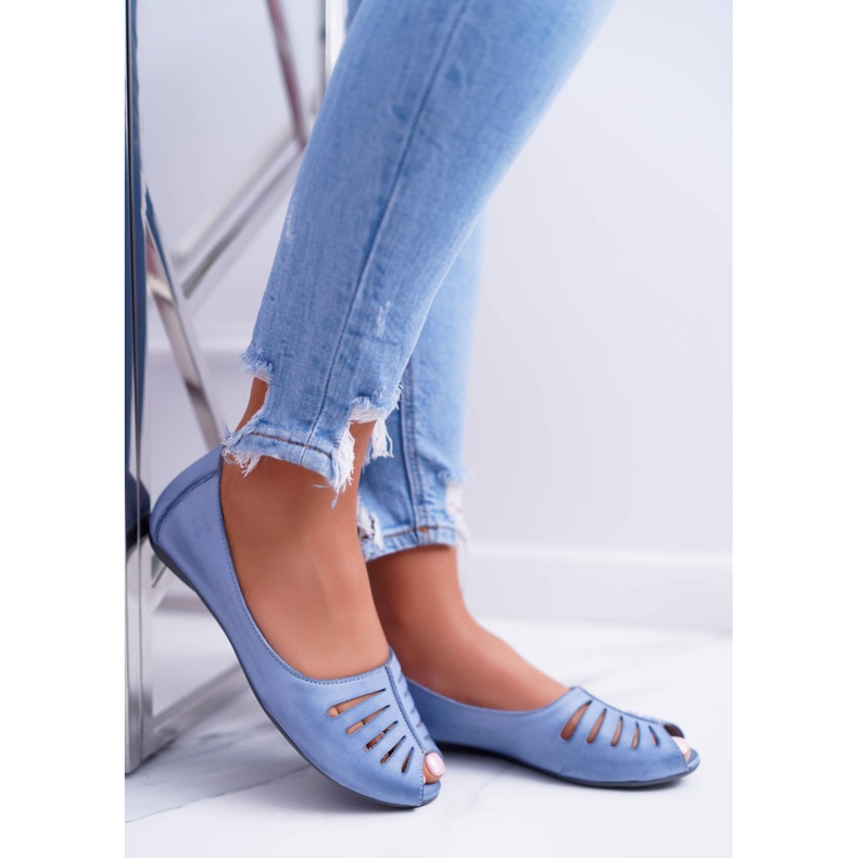 Feminino Ballerinas Maciejka Couro Azul Claro 03497-33 2