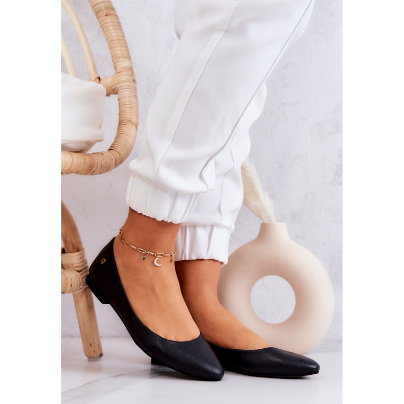 Maciejka Couro Preto Feminino Bailarinas 04100 1