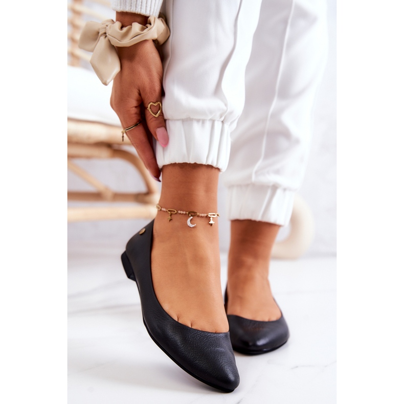 Maciejka Couro Preto Feminino Bailarinas 04100 2