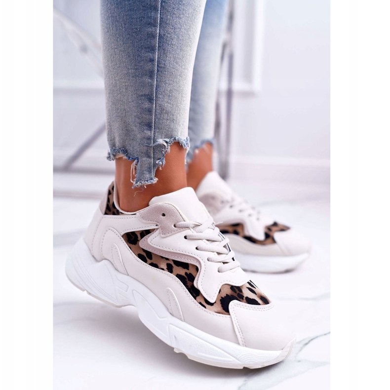 FJ1 Calçados esportivos femininos bege leopardo mezeno branco marrom 1
