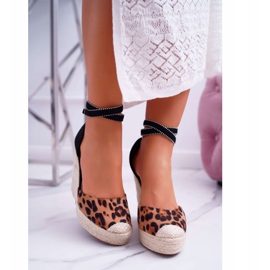 FB2 Sandálias femininas em canterola de linho com leopardo castanho preto 2 FB2 Sandálias femininas em canterola de linho com leopardo castanho preto 2