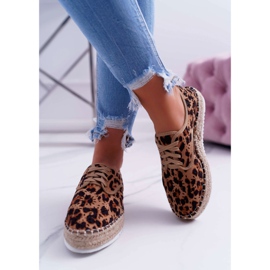 HAN Alpargatas femininas com renda em camurça leopardo Meus sapatos marrom 2
