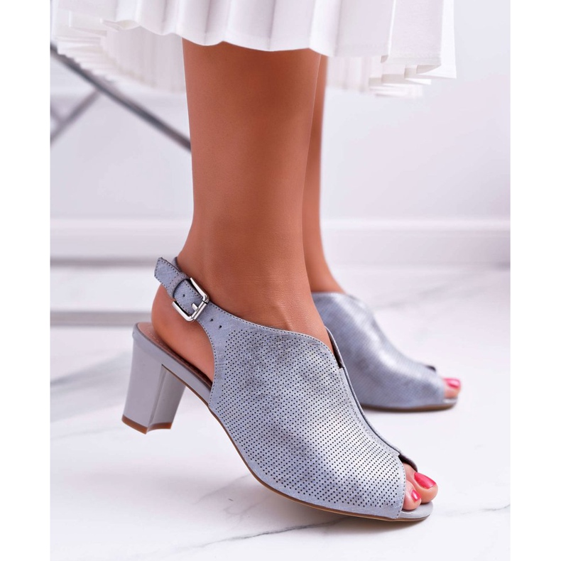 Sandálias femininas de salto alto Sergio Leone SK800 Gray Fanfara cinza 1