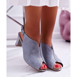 Sandálias femininas de salto alto Sergio Leone SK800 Gray Fanfara cinza 2