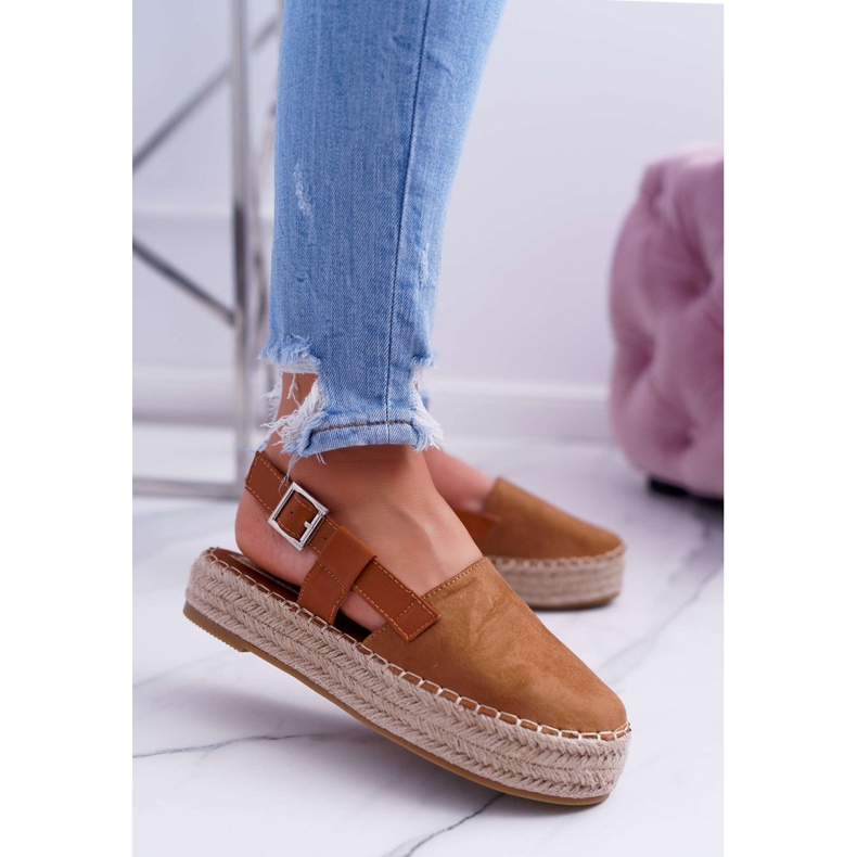 NFR Alpercatas de camurça feminina na plataforma Camel Parteno marrom 1