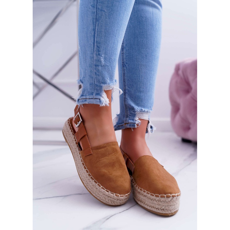 NFR Alpercatas de camurça feminina na plataforma Camel Parteno marrom 2