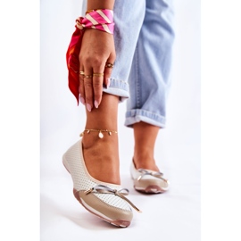 EVE Feminino couro branco e bege ballerinas erdola castanho 1