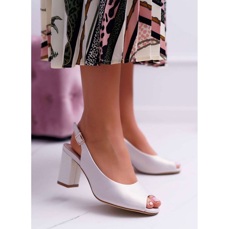 Sandálias femininas de salto alto Sergio Leone SK765 Beige Pearl Vime bege 1