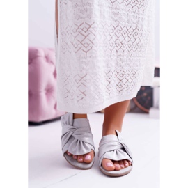 EVE Chinelos femininos com laço cinza no assento 2