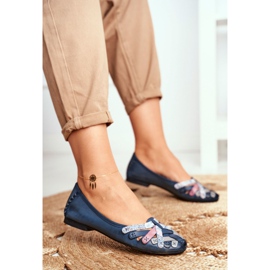 Bailarinas Maciejka Feminino Couro Azul Marinho 01358 2