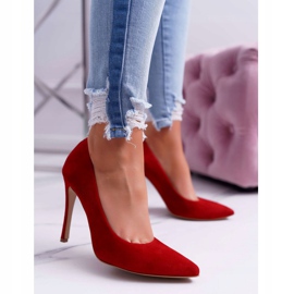 Stilettos feminino Laura Messi 1727 couro camurça vermelho Valentim 1