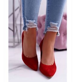 Stilettos feminino Laura Messi 1727 couro camurça vermelho Valentim 2