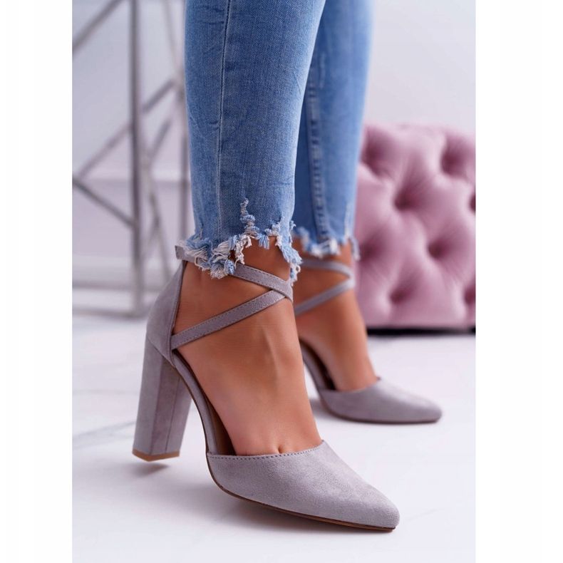 PS1 Bombas femininas no calcanhar no tráfego intenso de Spitz Grey cinza 1