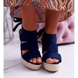 BUGO Sandálias femininas em cunha Yenga Wedge azul marinho 2