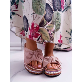 Chinelos femininos com solado grosso arcos rosa Milady 2